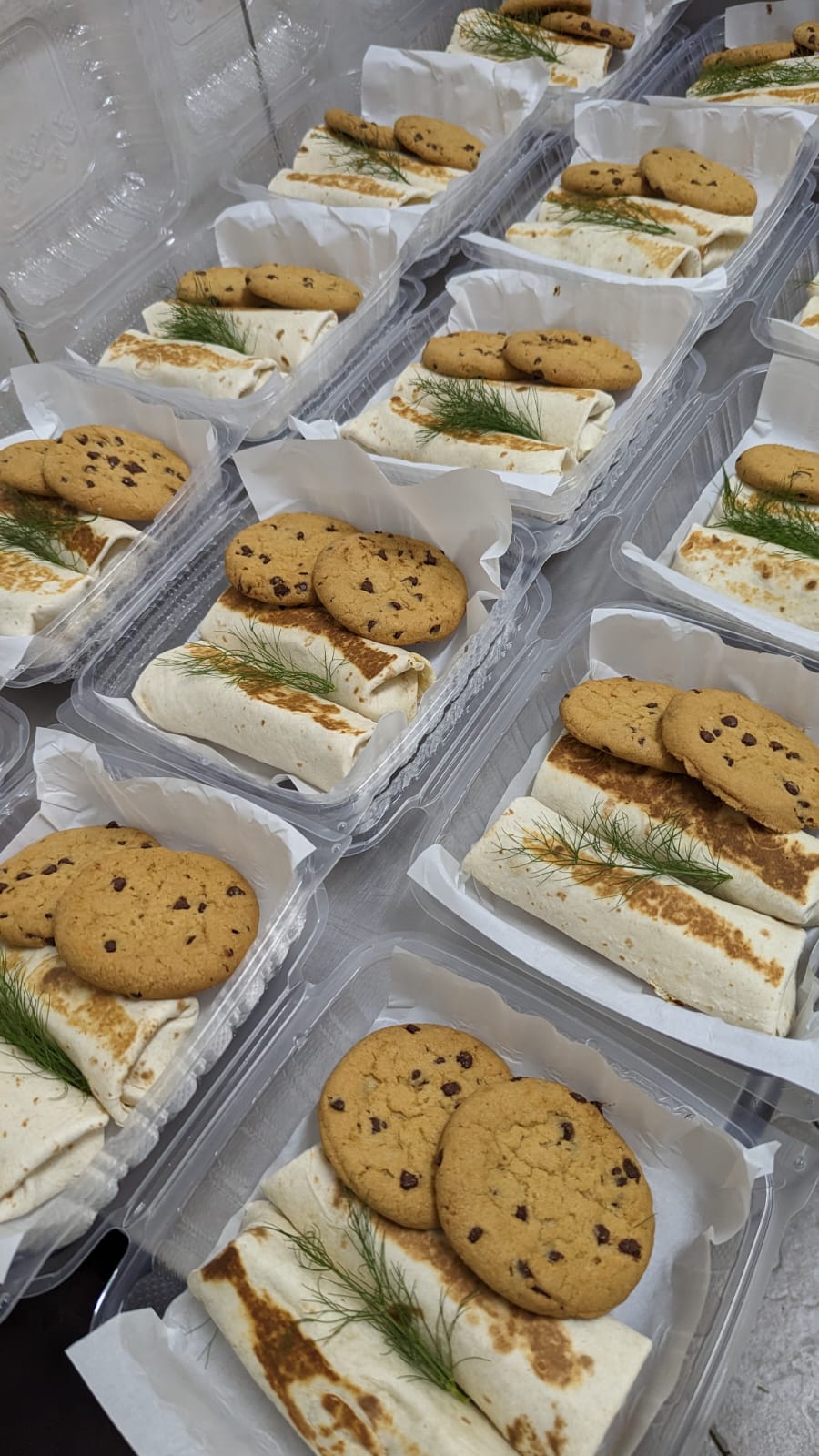 Burrito and cookie snack boxes