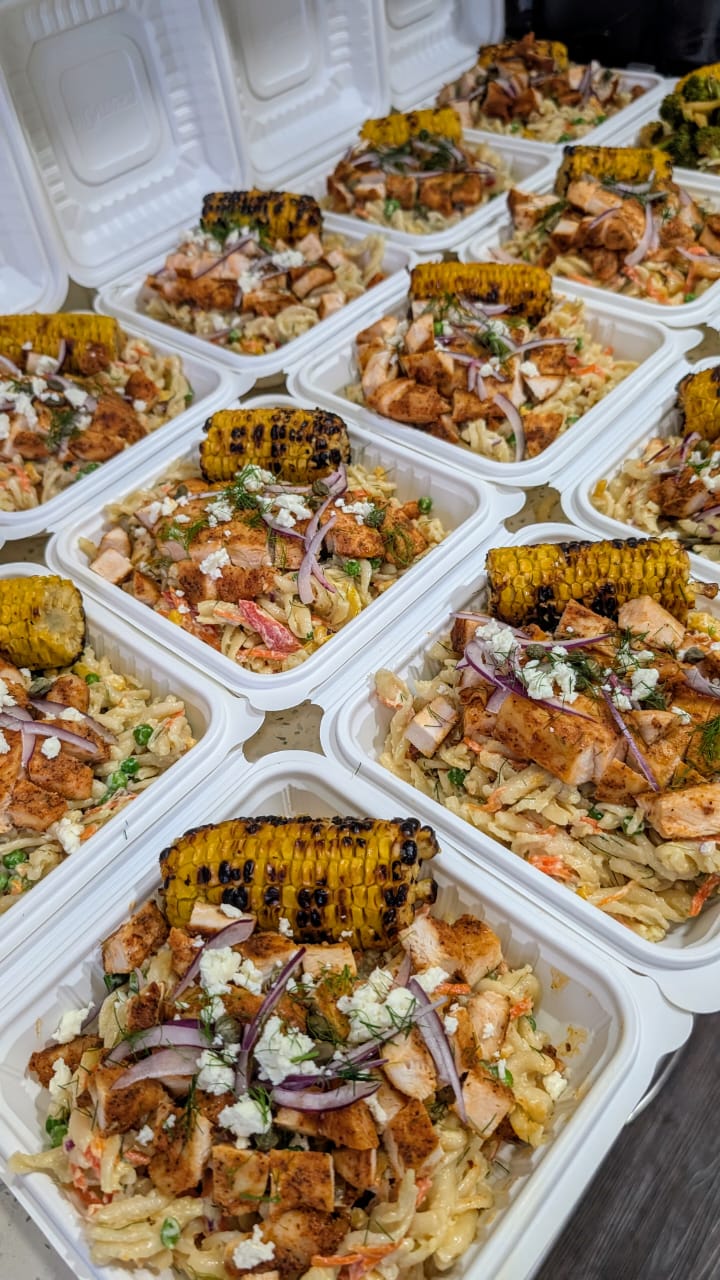 Grilled salmon pasta salad boxed meals
