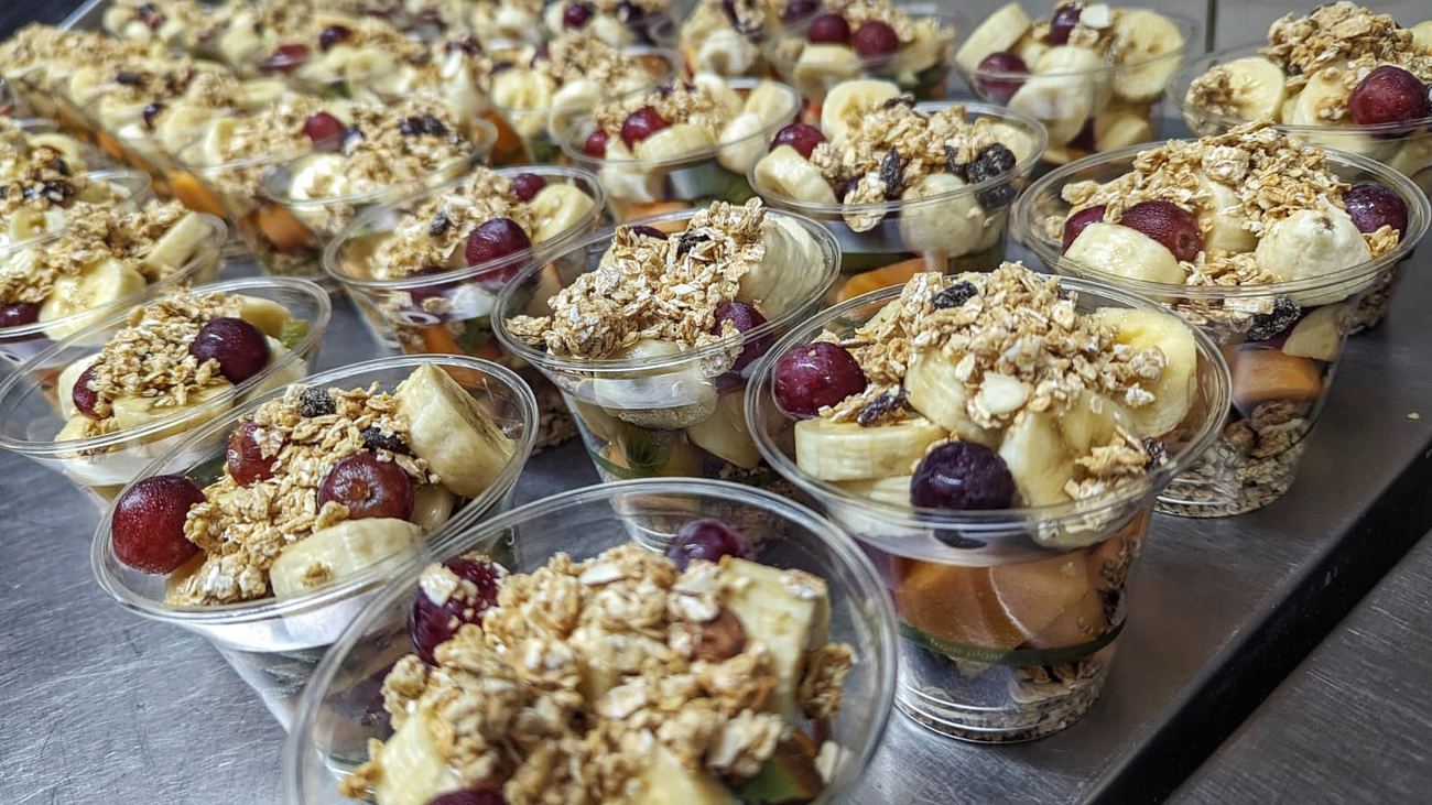 Individual fruit and granola parfait cups