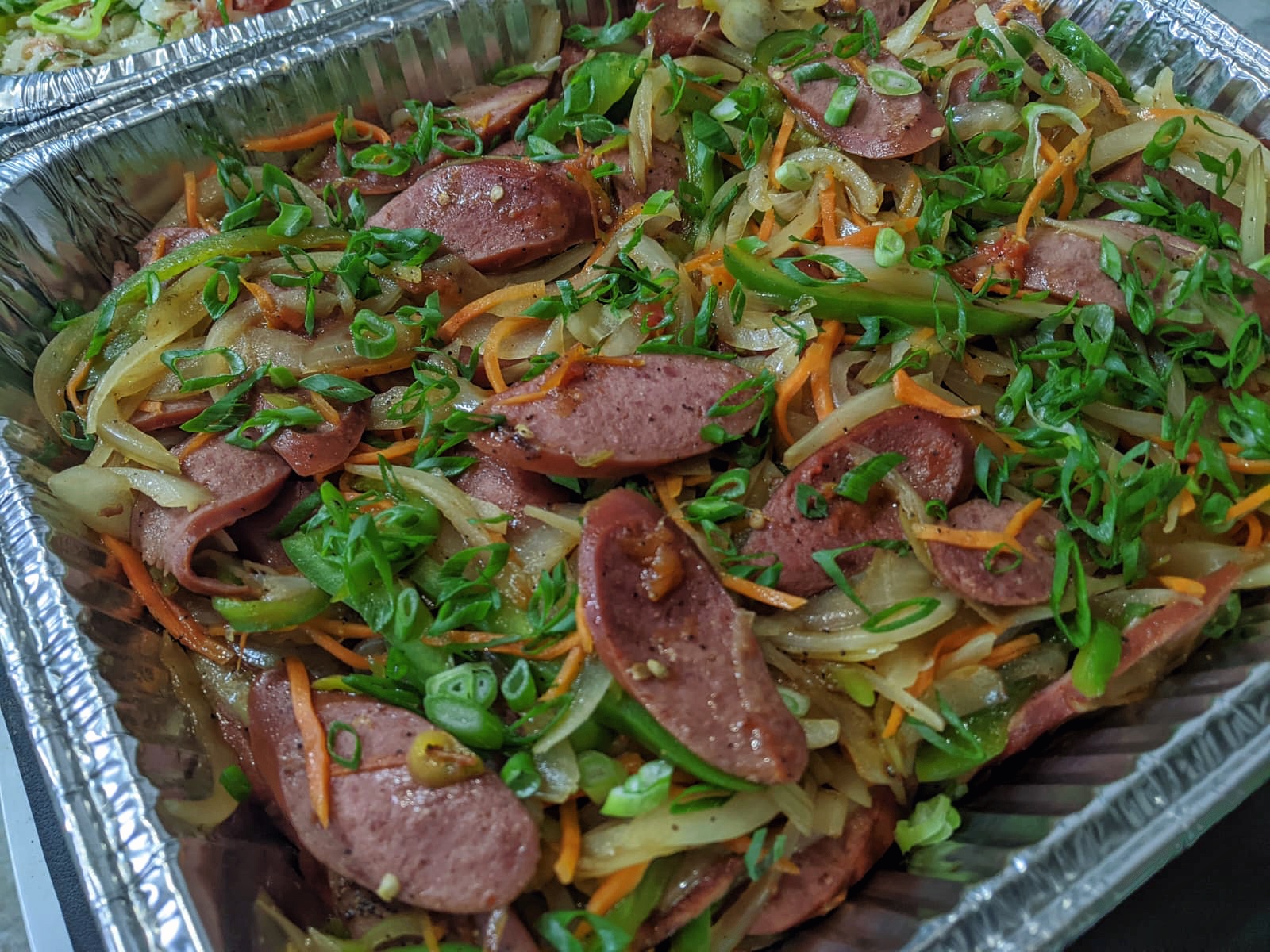 Sausage and vegetable catering tray