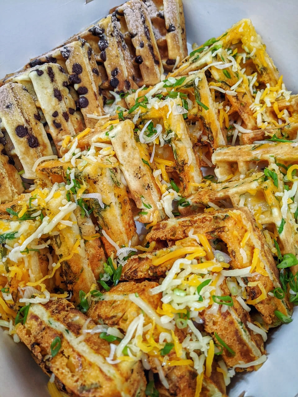 Savory cheese waffle bites